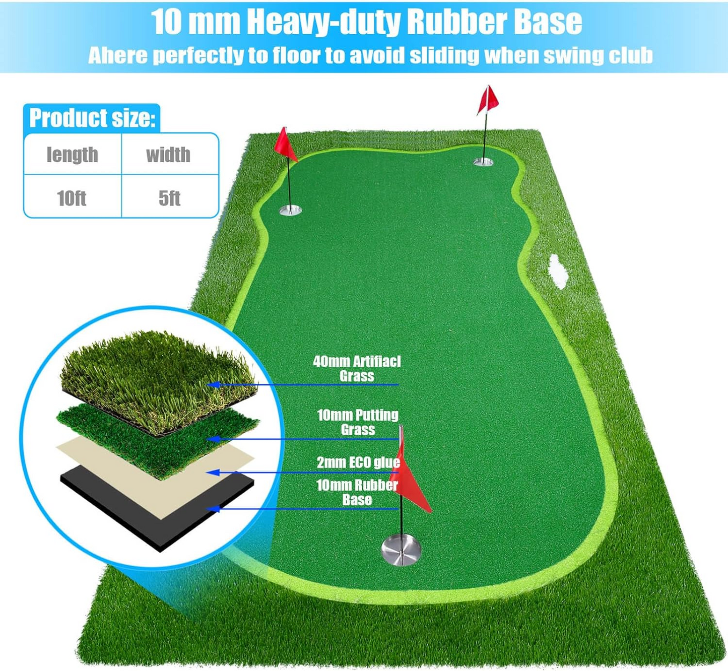 Golf Putting Green (8ft x 16ft, Style US Map)