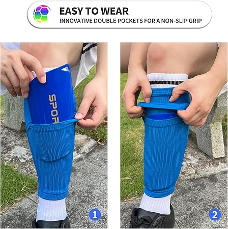 CCA SPORTSWEAR Soccer Shin Guards with Sleeves, Slip in Shinguards Soccer Shin Pads for 3-15 Years Old Boys Girls Child Teens