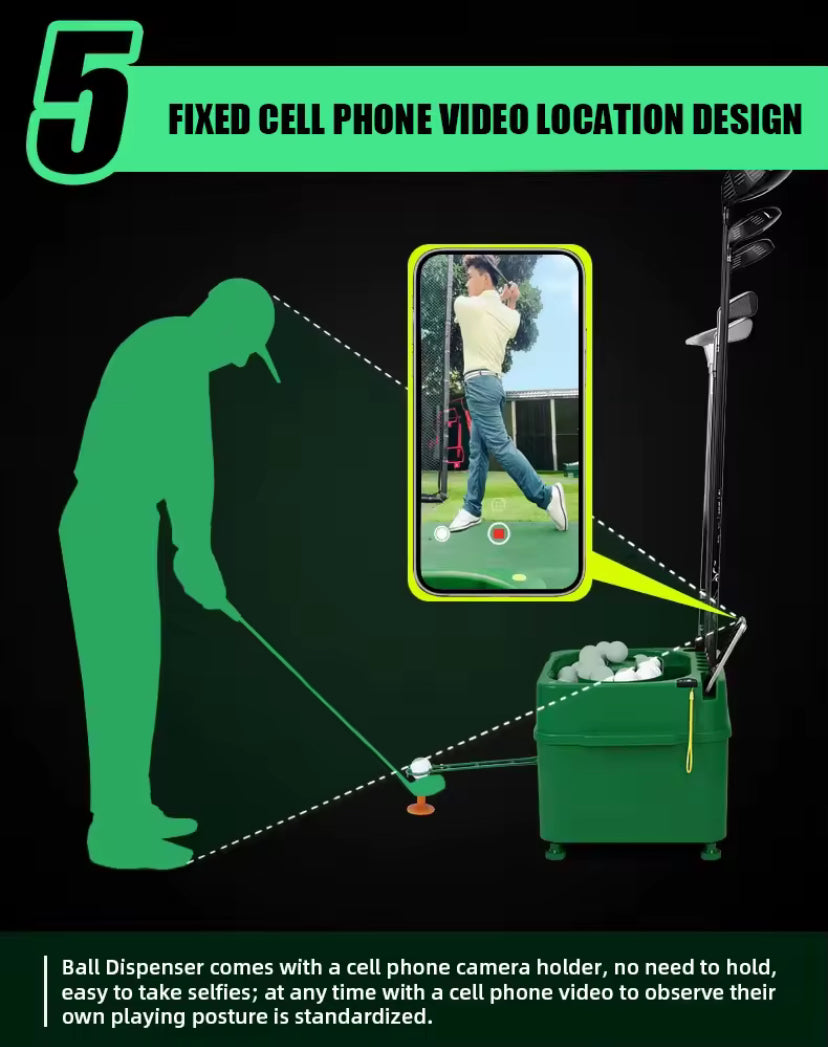 Automatic Golf Ball Dispenser Machine, 5000MAH 40 Golf Balls Driver with Height Adjustable, Golf Club Organizer, Dual-Mode, Golf Ball Tee Up Machine for Golf Driving Range