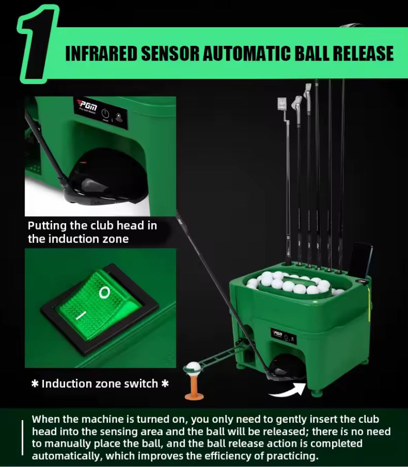 Automatic Golf Ball Dispenser Machine, 5000MAH 40 Golf Balls Driver with Height Adjustable, Golf Club Organizer, Dual-Mode, Golf Ball Tee Up Machine for Golf Driving Range