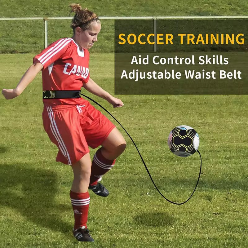 Soccer Trainer Adjustable Football Kick Training Equipment Control Skills Waist Practice Belt Volleyball Rugby Trainer Aid Universal Fits Size 3, 4, 5 Footballs for Kids Teens