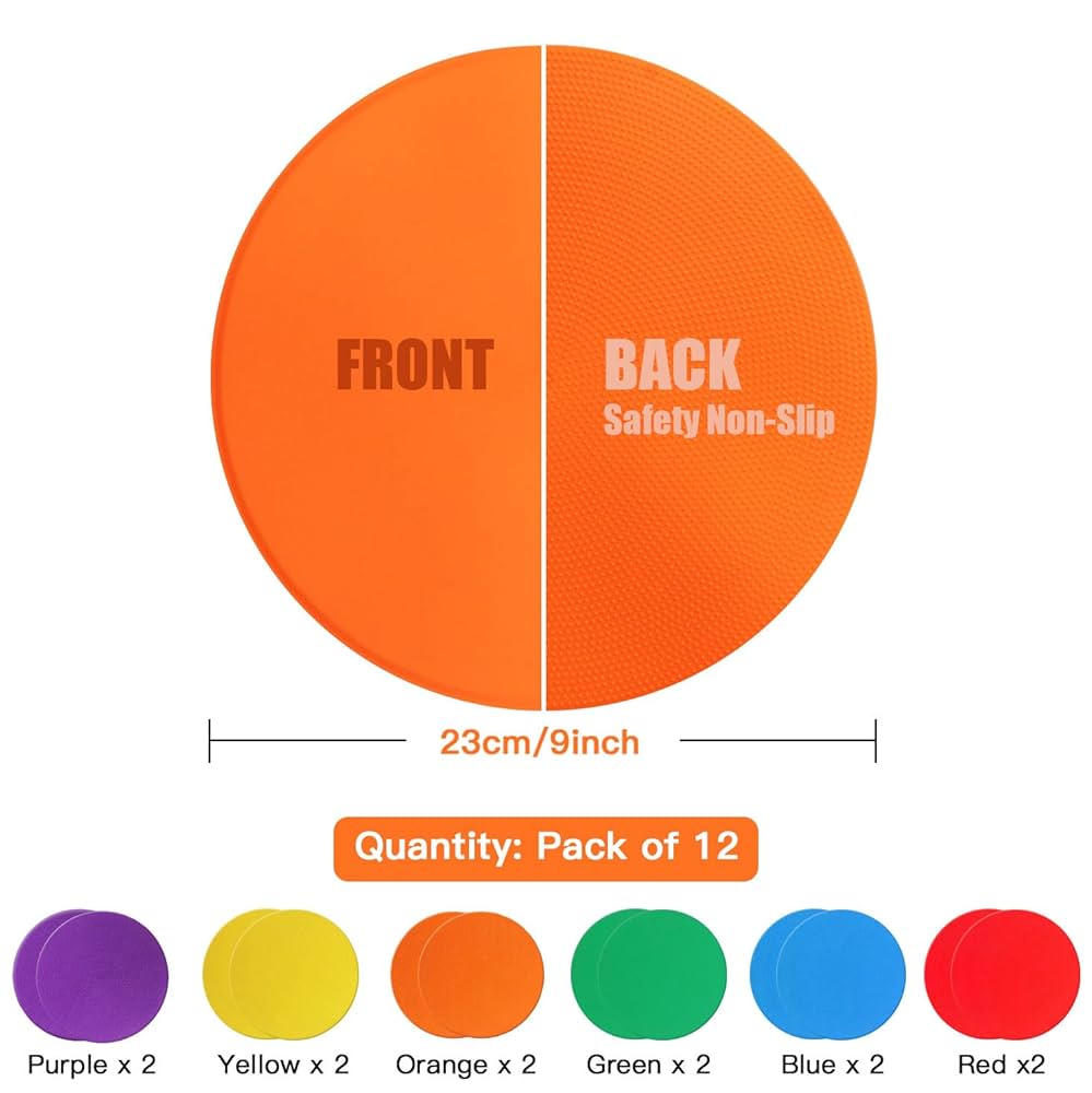 Flat Disc Markers | Brightly Colored Training Markers for Soccer & Outdoor Play