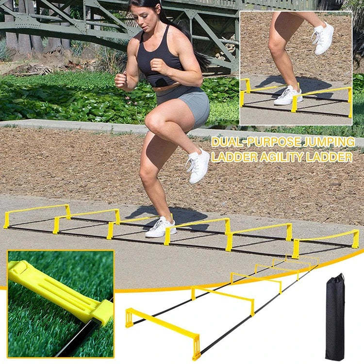 Adjustable 2 In 1 Agility Training Speed Ladder W/6 Rungs