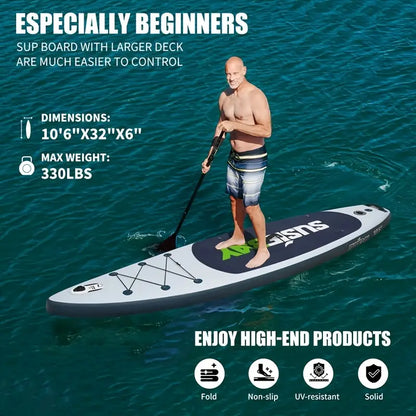 2025 Hurricane-Ready SUP Board｜10ft Inflatable Surf/Yoga Hybrid｜Free 8-Premium Kit｜Military-Grade Deck｜300lbs Capacity