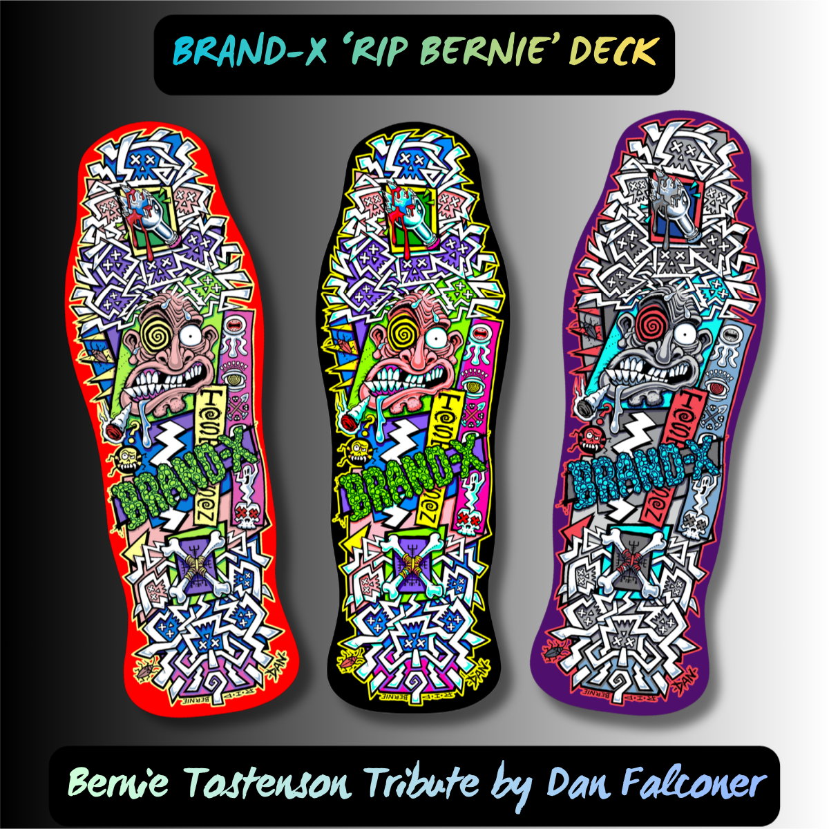 RIP Bernie Limited Edition, HAND-PAINTED Deck 10"x30.25" (PRE-ORDER, MARCH 2027)