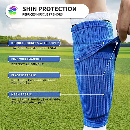 CCA SPORTSWEAR Soccer Shin Guards with Sleeves, Slip in Shinguards Soccer Shin Pads for 3-15 Years Old Boys Girls Child Teens