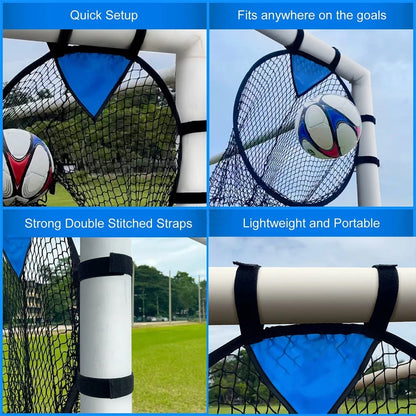 Top Bins Football Targets Goal Net Soccer Top Bins Target Net Football Target Net Football Goal Target Bag With Adjustable Straps, Foldable Football Goals Target Nets Black