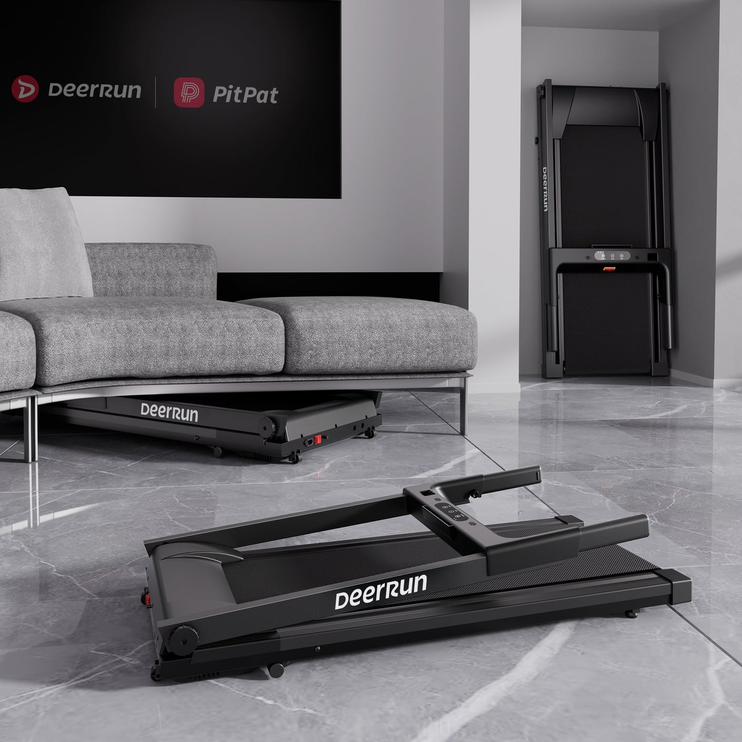 DeerRun All-New 2026 A1 Pro Move+ Smart Foldable Treadmill with 6% Incline & NFC | 350 lbs, 10 mph, Black