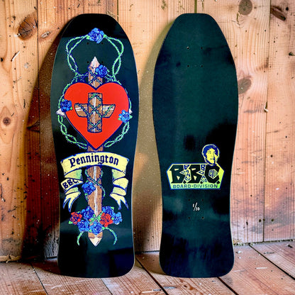 Bryan Pennington BBC GLOW-IN-DARK Crucifix HAND-PAINTED, LIMITED-EDITION Deck 10.3" x30.5" (1 of 10)