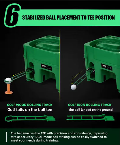 Automatic Golf Ball Dispenser Machine, 5000MAH 40 Golf Balls Driver with Height Adjustable, Golf Club Organizer, Dual-Mode, Golf Ball Tee Up Machine for Golf Driving Range