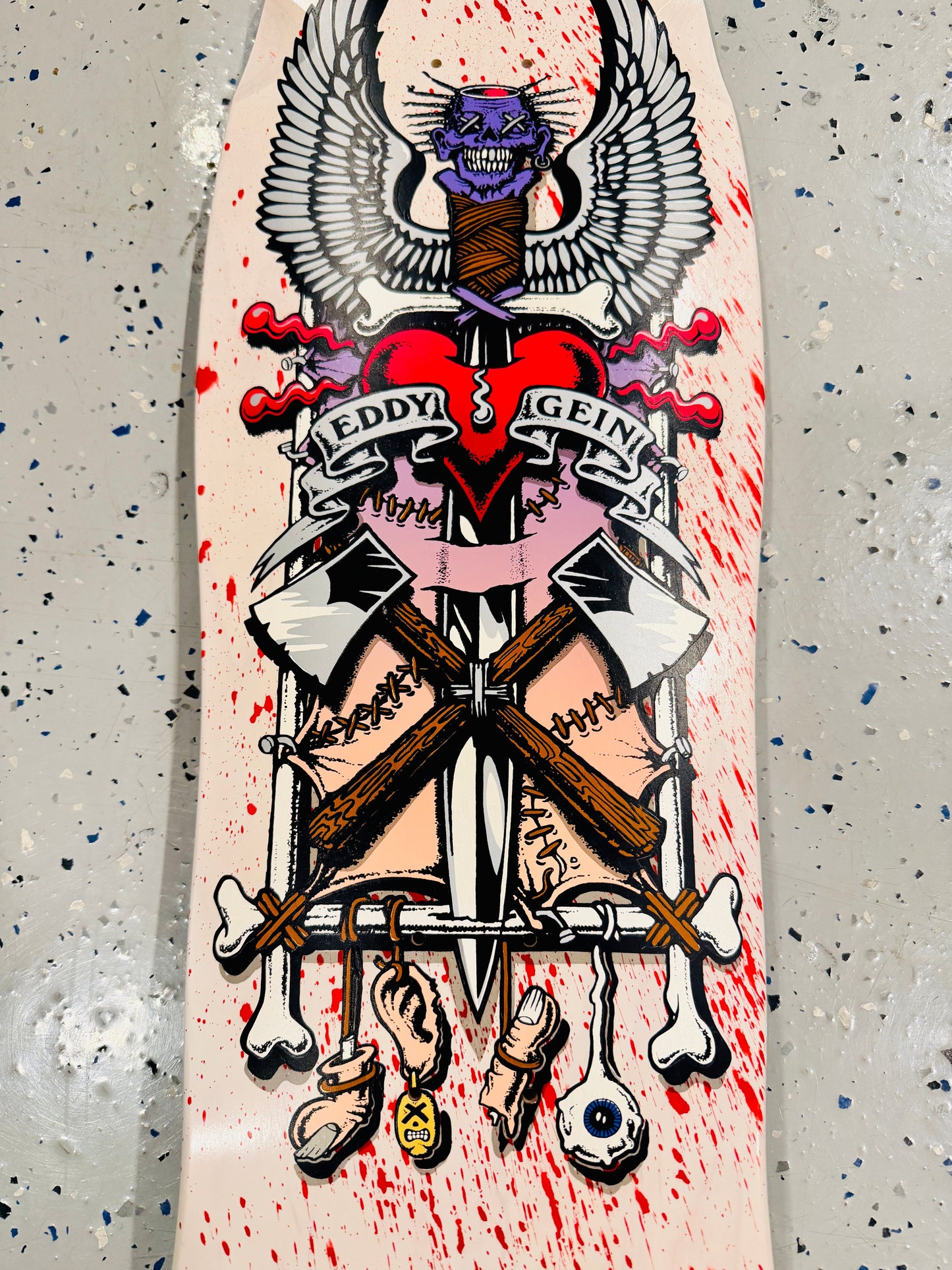 Ed Gein, Limited Edition, Hand-Painted BLOOD SPLATTER Deck 10"x30" (1 of 9)