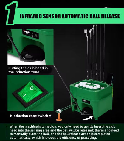 Automatic Golf Ball Dispenser Machine, 5000MAH 40 Golf Balls Driver with Height Adjustable, Golf Club Organizer, Dual-Mode, Golf Ball Tee Up Machine for Golf Driving Range
