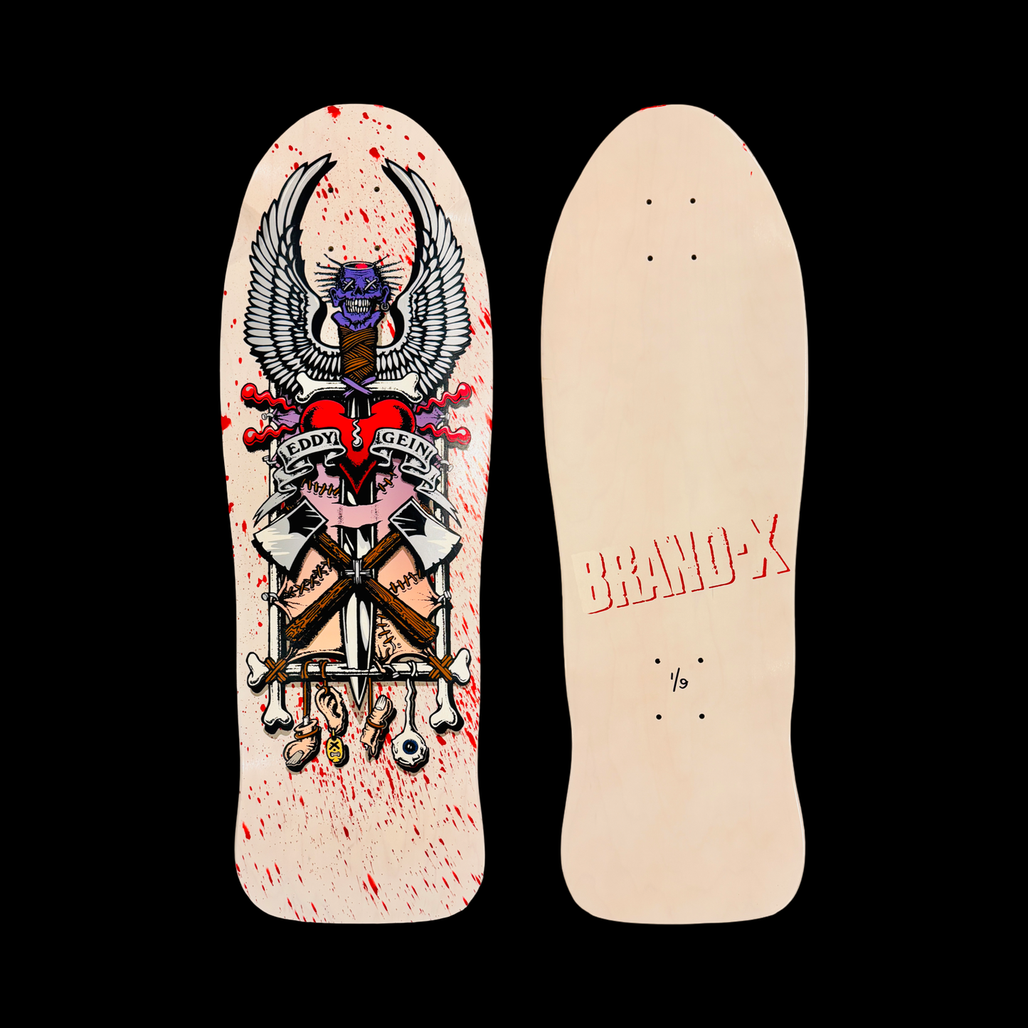 Ed Gein, Limited Edition, Hand-Painted BLOOD SPLATTER Deck 10"x30" (1 of 9)