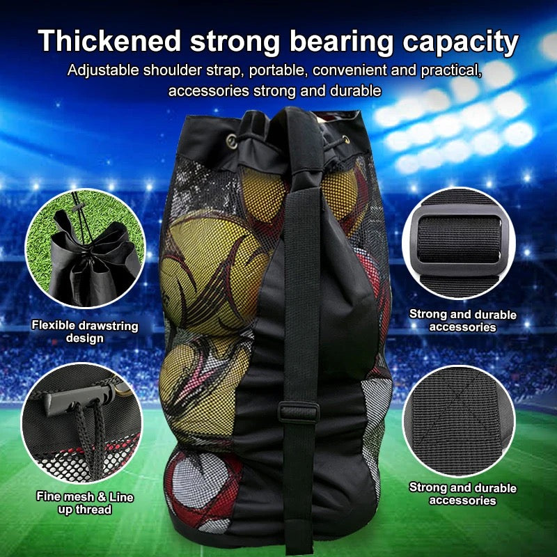 Large Football Mesh Bag Soccer Ball Backpack with Adjustable Shoulder Strap