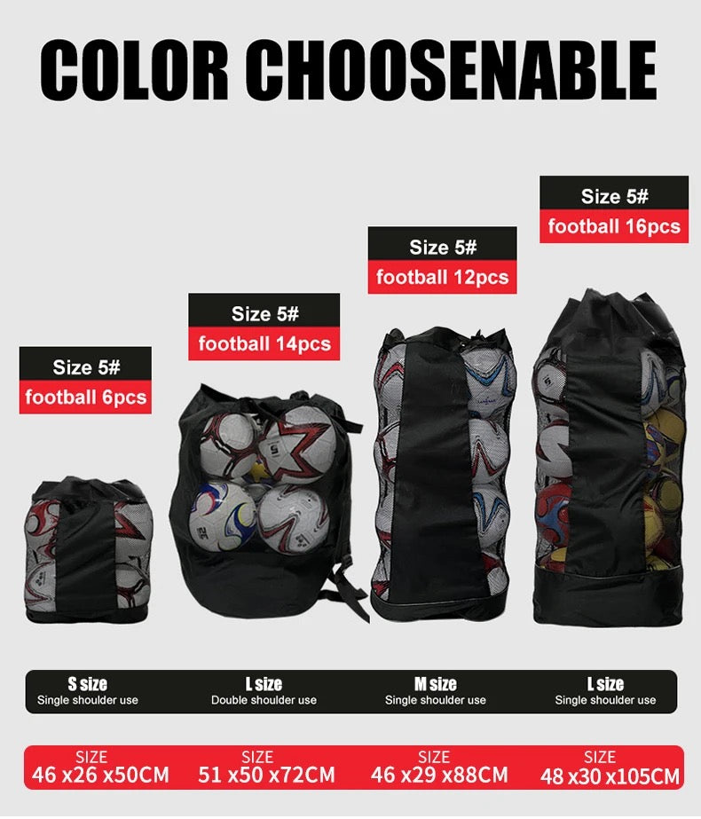 Large Football Mesh Bag Soccer Ball Backpack with Adjustable Shoulder Strap