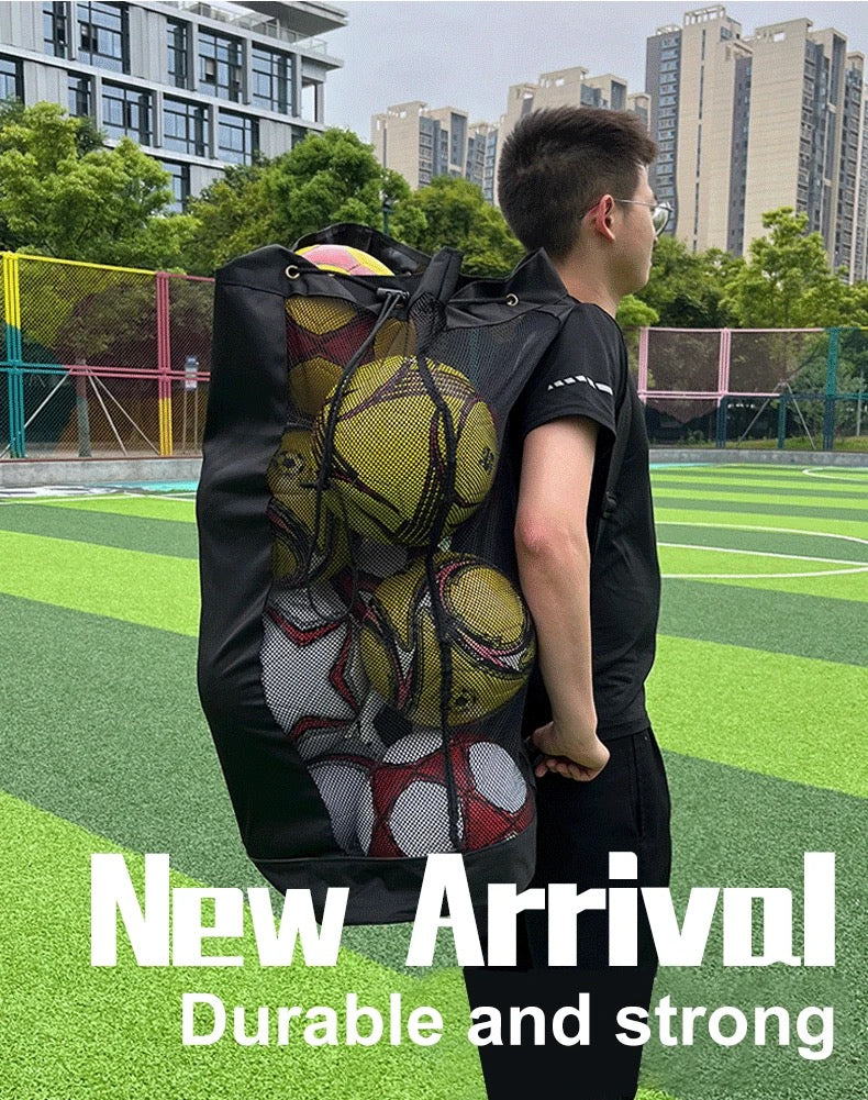 Large Football Mesh Bag Soccer Ball Backpack with Adjustable Shoulder Strap