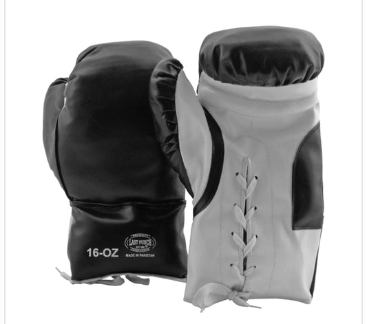 Traditional Black Boxing Gloves - Last Punch 16oz