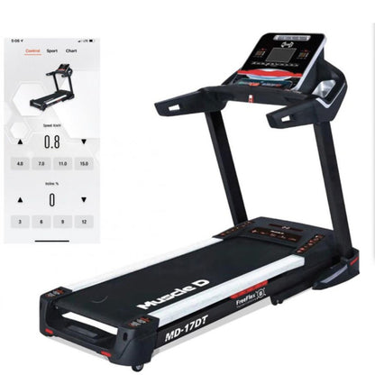 Cinta de correr comercial ligera - Muscle D Fitness - Pantalla LED - Monitor de frecuencia cardíaca - Portavasos - Velocidad e inclinación ajustables