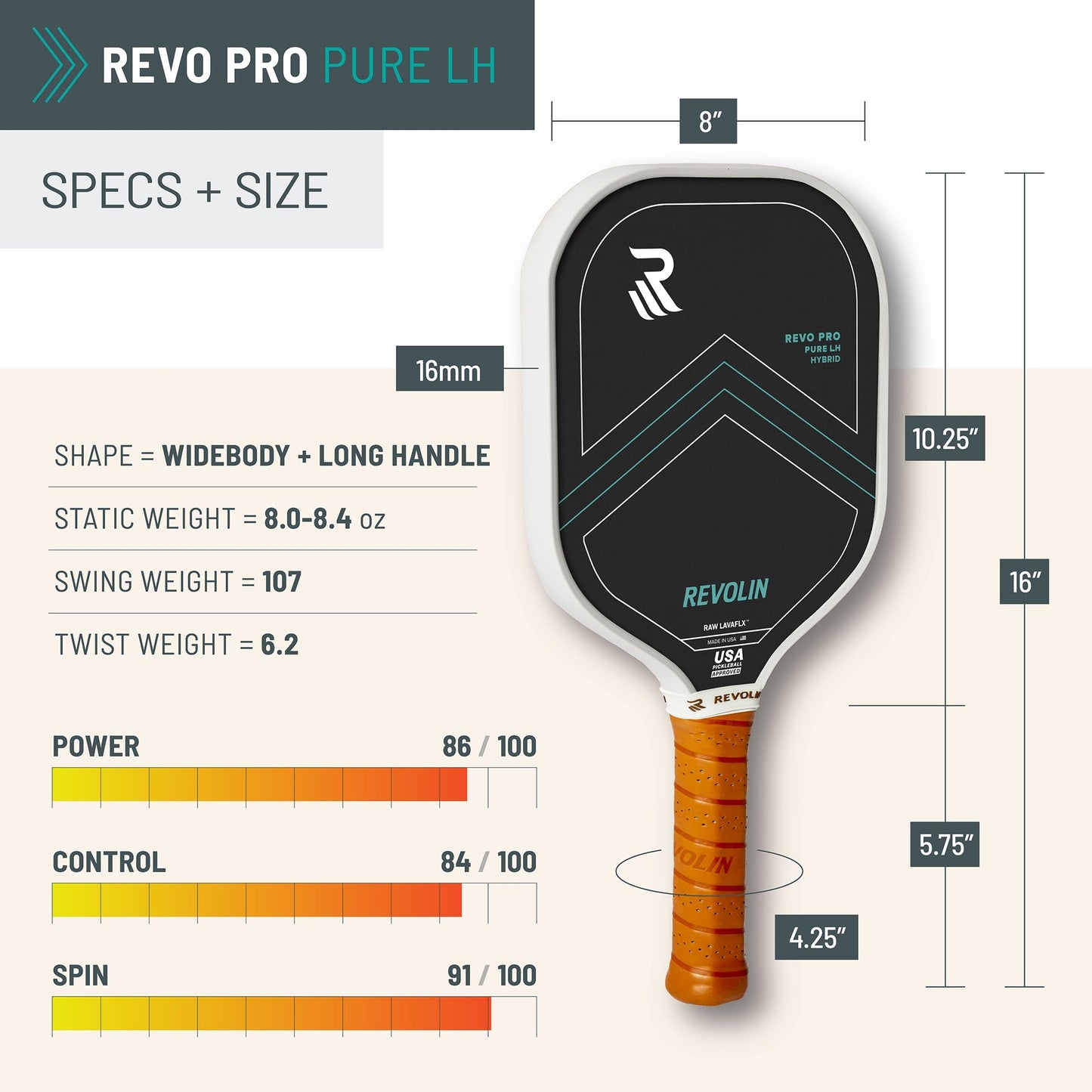 Revo Pro Pure LH Pickleball Paddle