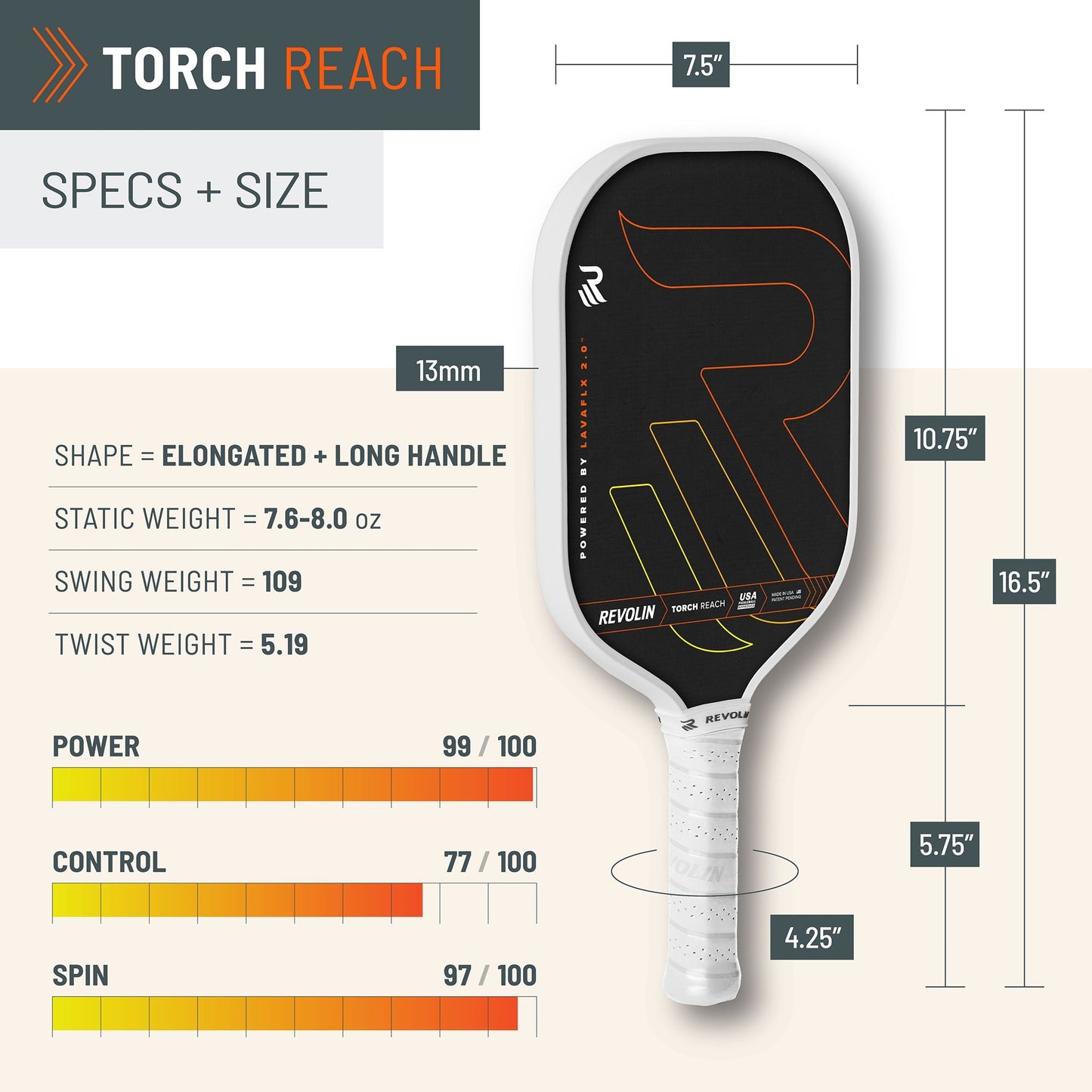 Torch Reach Pickleball Paddle