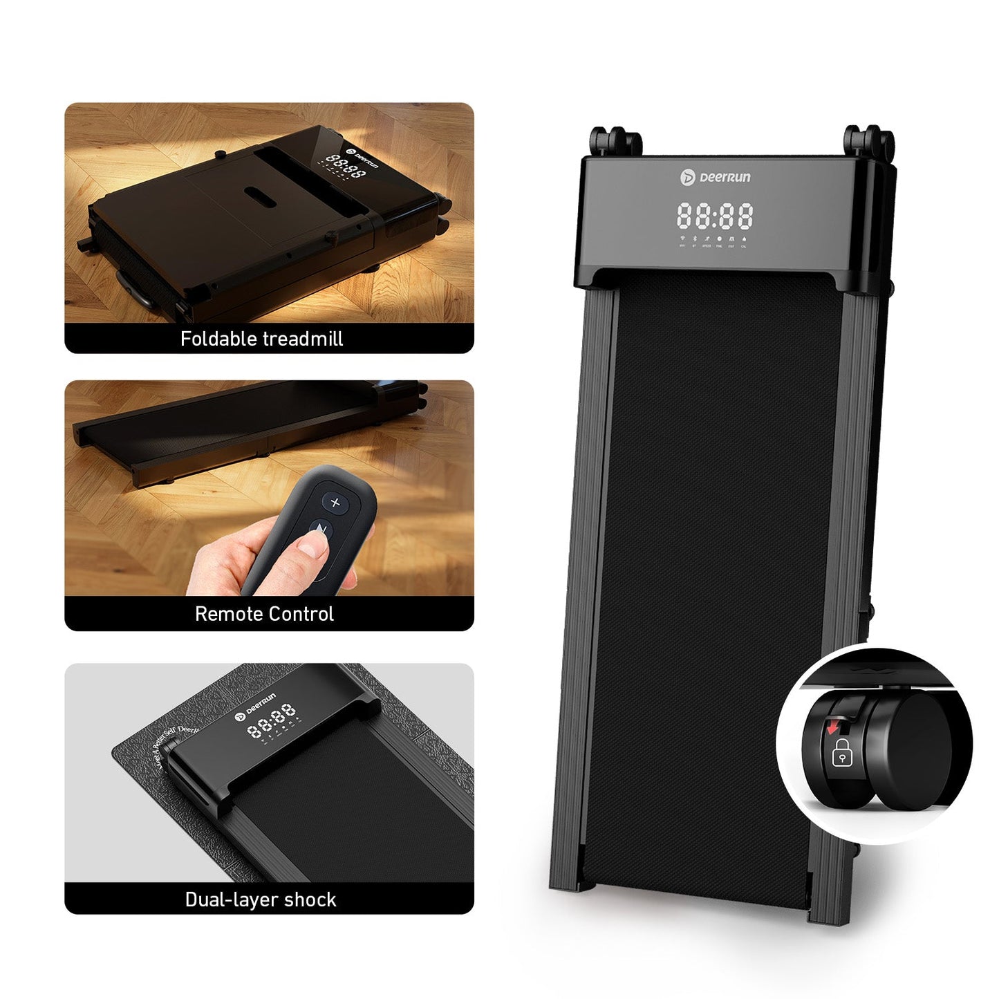 DeerRun Z20 Foldable Walking Pad Treadmill – Ultra Compact with LED Display