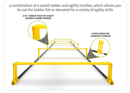 Adjustable 2 In 1  Agility Training Speed Ladder W/6 Rungs