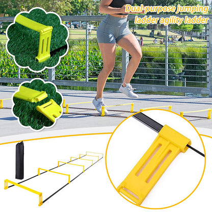 Adjustable 2 In 1  Agility Training Speed Ladder W/6 Rungs